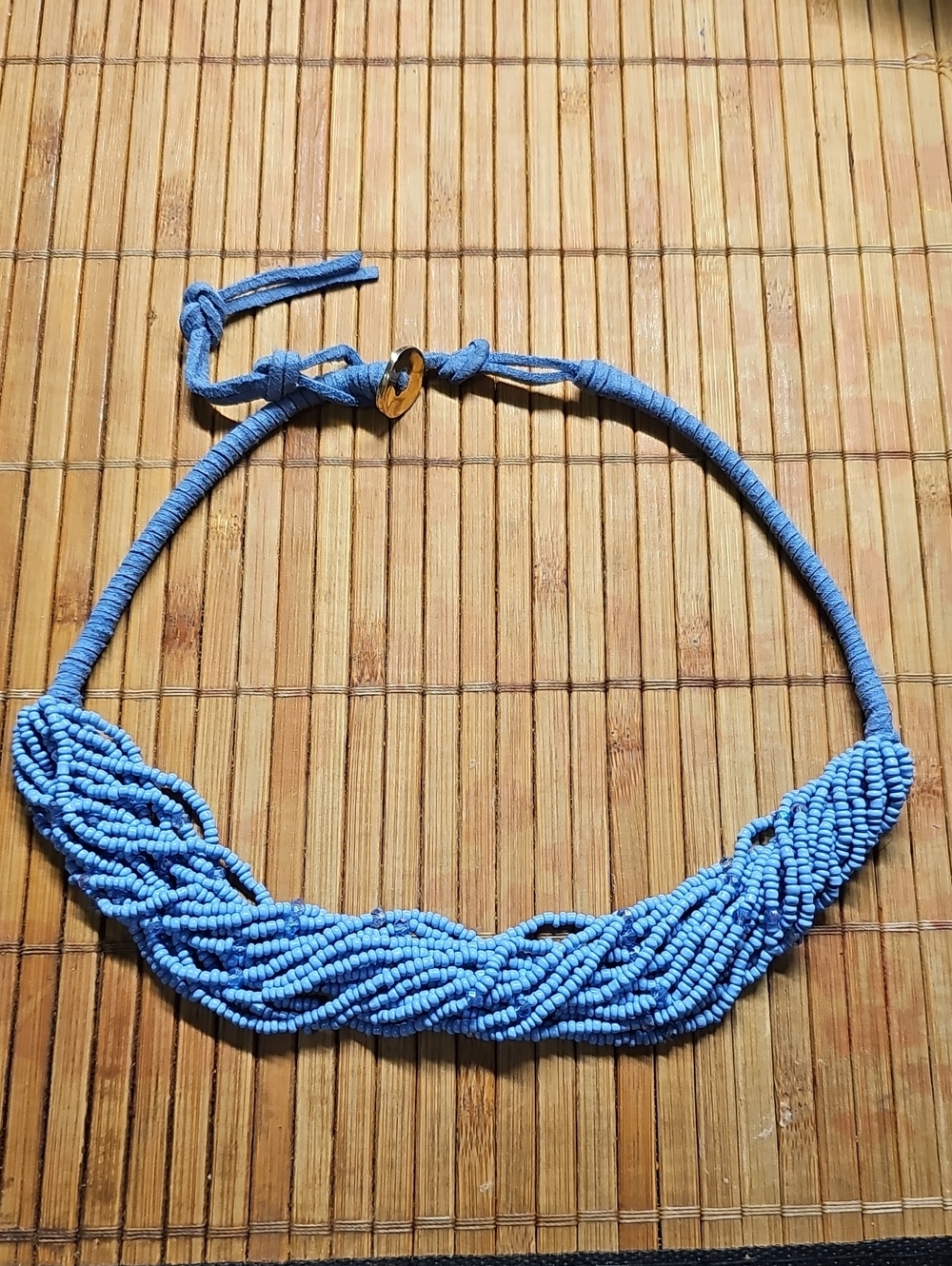 Handmade Blue Beaded Braided Necklace